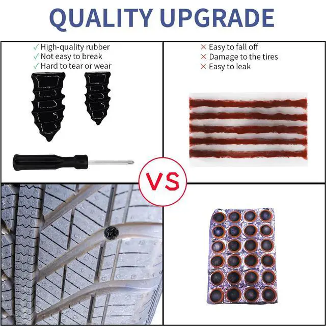 Alt view image 4 of 7 - Tire Repair Nails 70PCS, Rubber Screw in Tyre Repair Screws Plugs Flat Tire Fix Rubber Nail Kits Heavy Duty Vacuum Tyre Tool with Screwdriver Box for Car Motorcycle Truck Jeep Puncture (35S+35L)