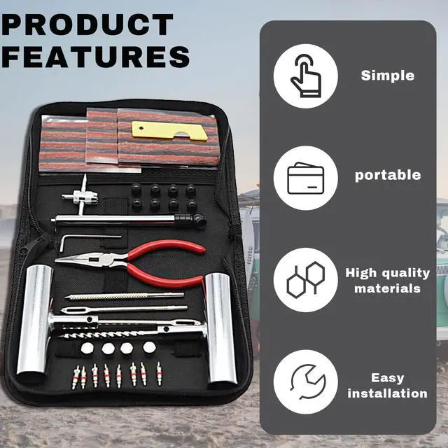 Alt view image 5 of 6 - 45PCS Car Tire Repair Kits, Heavy Duty Tire Plug Kit to Fix Punctures Plug Flats, Vehicle Patch Repairing Set Accessories, Universal for SUV, RV, Truck, Tractor, Trailer, Motorcyle (45PCS)