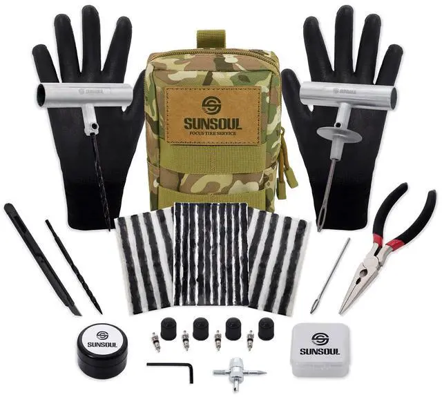 Main image of Tire Repair Kit - 40PCS Heavy Duty Tire Plug Kit with Storage Bag, Universal Zinc Alloy Puncture Repair Tools for Car, Motorcycle, Truck, ARB, ATV, UTV, Tractor, RV, SUV, Trailer