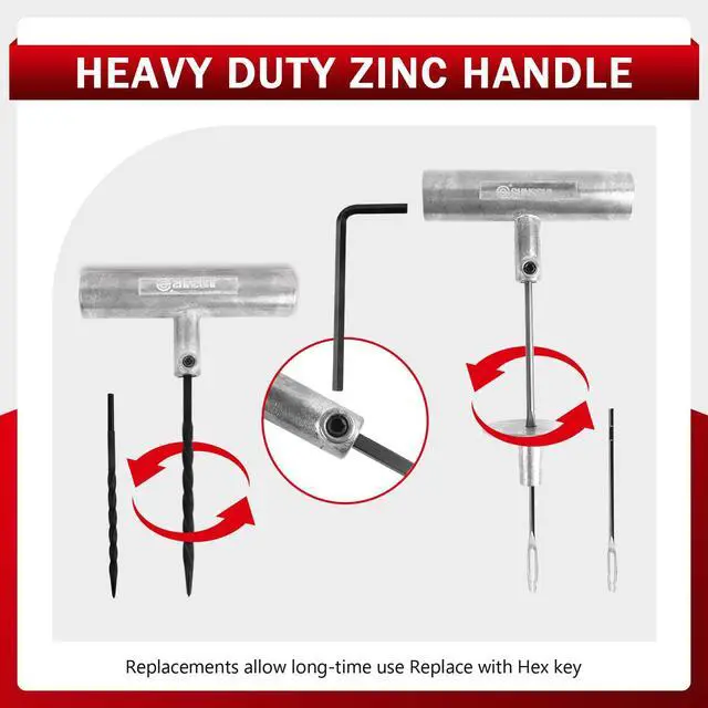 Alt view image 3 of 7 - Tire Repair Kit - 40PCS Heavy Duty Tire Plug Kit with Storage Bag, Universal Zinc Alloy Puncture Repair Tools for Car, Motorcycle, Truck, ARB, ATV, UTV, Tractor, RV, SUV, Trailer