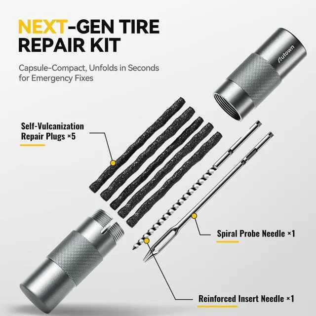 Alt view image 2 of 7 - Compact Tire Repair Kit with Plugs Fix Punctures & Plug Flats with Ease - Capsule Style Flat Tire Puncture Repair Kit for Motorcycle, Car, ATV, UTV, Mountain Bike, Etc