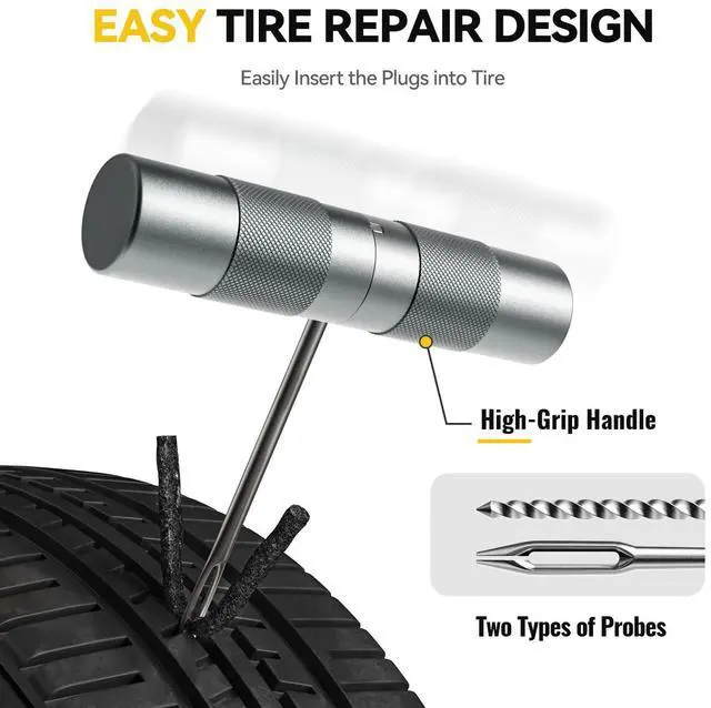 Alt view image 4 of 7 - Compact Tire Repair Kit with Plugs Fix Punctures & Plug Flats with Ease - Capsule Style Flat Tire Puncture Repair Kit for Motorcycle, Car, ATV, UTV, Mountain Bike, Etc