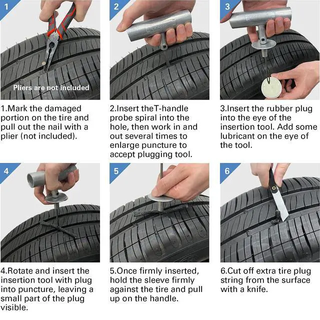 Alt view image 5 of 6 - Universal Tire Repair Kit, Heavy Duty Car Emergency Tool Kit for Flat Tire Puncture Repair, 36 Pcs Value Pack, Tire Plug Kit fit for Autos, Cars, Motorcycles, Trucks, RVs, etc.