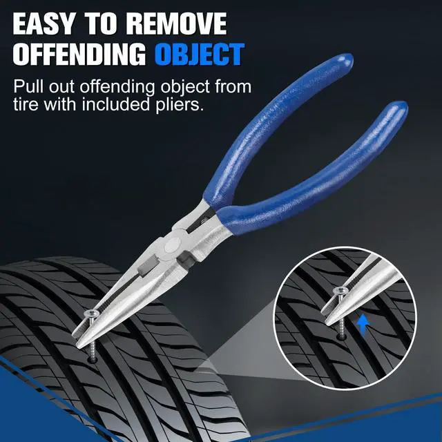 Alt view image 2 of 7 - Tire Repair Kit, 35 Pcs Professional Heavy Duty Universal Emergency Flat Tire Repair Kit to Fix Punctures, for car Motorcycle, Truck, Golf Cart, ATV, Tractor, ARB, RV, SUV, Trailer etc.