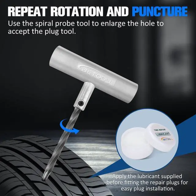 Alt view image 3 of 7 - Tire Repair Kit, 35 Pcs Professional Heavy Duty Universal Emergency Flat Tire Repair Kit to Fix Punctures, for car Motorcycle, Truck, Golf Cart, ATV, Tractor, ARB, RV, SUV, Trailer etc.