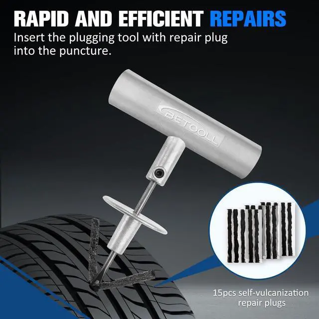 Alt view image 4 of 7 - Tire Repair Kit, 35 Pcs Professional Heavy Duty Universal Emergency Flat Tire Repair Kit to Fix Punctures, for car Motorcycle, Truck, Golf Cart, ATV, Tractor, ARB, RV, SUV, Trailer etc.