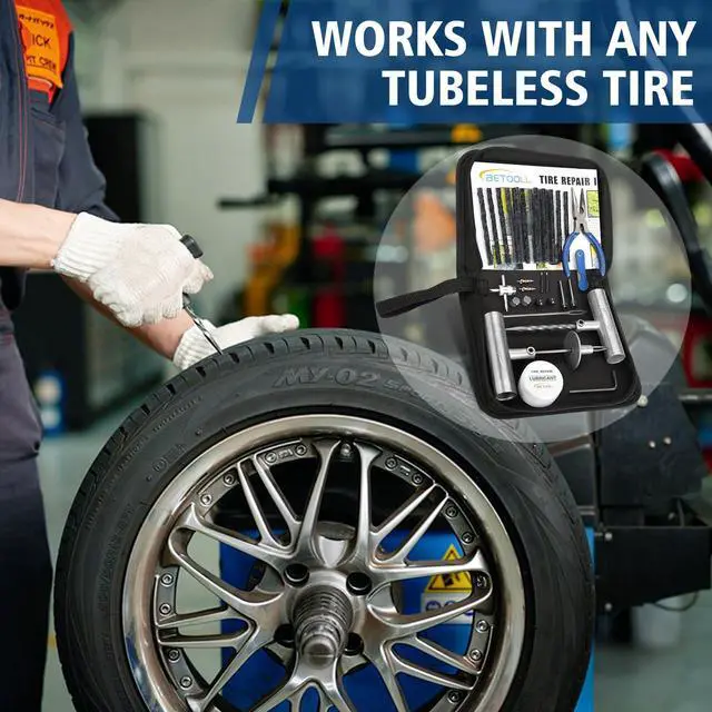 Alt view image 6 of 7 - Tire Repair Kit, 35 Pcs Professional Heavy Duty Universal Emergency Flat Tire Repair Kit to Fix Punctures, for car Motorcycle, Truck, Golf Cart, ATV, Tractor, ARB, RV, SUV, Trailer etc.