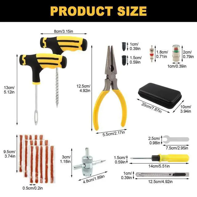 Alt view image 3 of 7 - 48Pcs Heavy Duty Tire Plug Kit, Off Road Emergency Puncture Repair for SUV, Truck, ATV, UTV, Tractor & Motorcycle, Fast Seal Tire Repair Kit with Tools