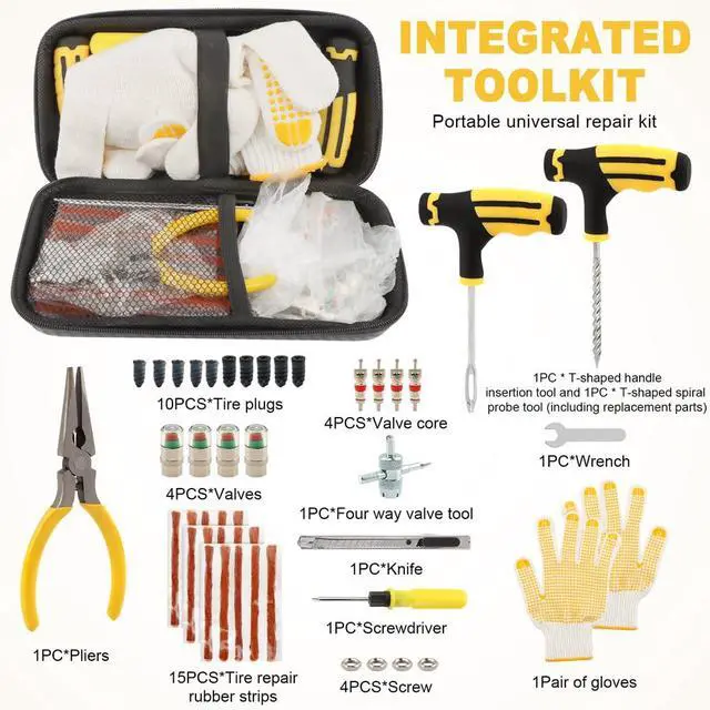 Alt view image 4 of 7 - 48Pcs Heavy Duty Tire Plug Kit, Off Road Emergency Puncture Repair for SUV, Truck, ATV, UTV, Tractor & Motorcycle, Fast Seal Tire Repair Kit with Tools