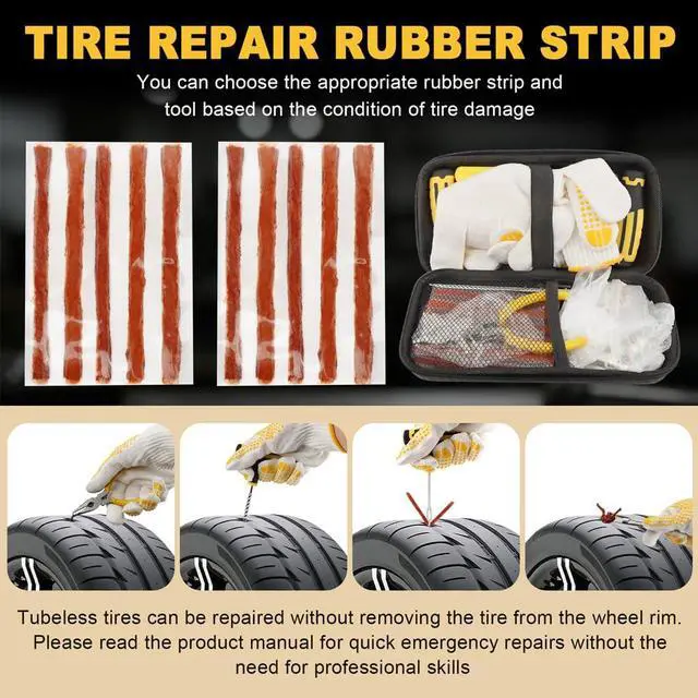 Alt view image 7 of 7 - 48Pcs Heavy Duty Tire Plug Kit, Off Road Emergency Puncture Repair for SUV, Truck, ATV, UTV, Tractor & Motorcycle, Fast Seal Tire Repair Kit with Tools