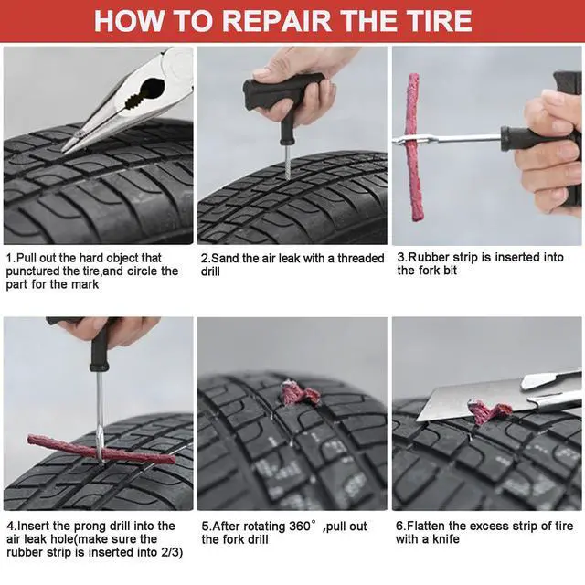 Alt view image 4 of 7 - 60 Pcs Tire Repair Plugs, Tire Repair Gum for Tubeless Puncture,Tires Strings Rubber Plug Tool for Car, RV, SUV, ATV, Motorcycle, Truck,Tractor