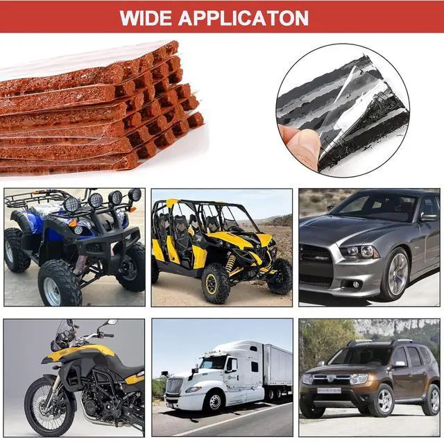 Alt view image 3 of 7 - 60 Pcs Tire Repair Plugs, Tire Repair Gum for Tubeless Puncture,Tires Strings Rubber Plug Tool for Car, RV, SUV, ATV, Motorcycle, Truck,Tractor