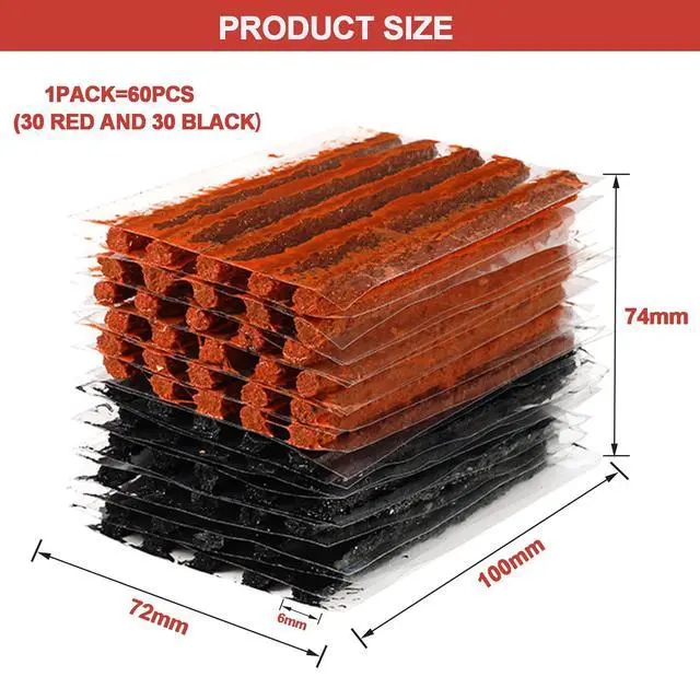 Alt view image 5 of 7 - 60 Pcs Tire Repair Plugs, Tire Repair Gum for Tubeless Puncture,Tires Strings Rubber Plug Tool for Car, RV, SUV, ATV, Motorcycle, Truck,Tractor