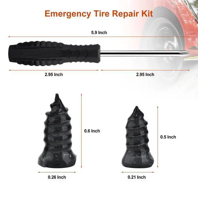 Alt view image 4 of 7 - Tire Repair Kit, 48Pcs Tire Repair Tool with Plugs & Nail, Professional Heavy Duty Emergency Flat Tire Repair, Repair Tire for Car, RV, SUV, Jeep, UTV, Truck, Motorcycle, Tractor, Mower, Wheelbarrow