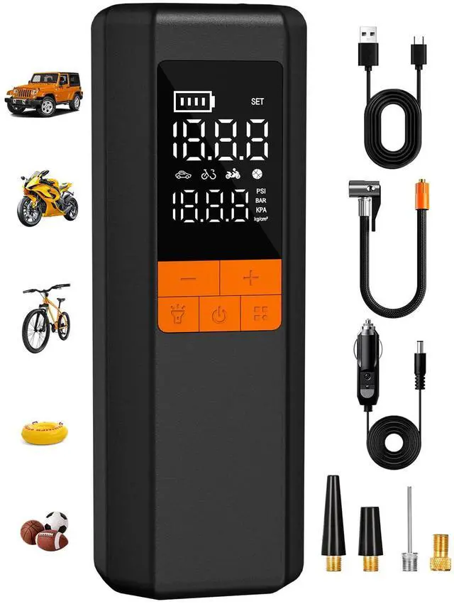 Main image of Tire Inflator Portable Air Compressor, 5X Faster Air Pump for Car Tires, 150PSI Cordless Tire Pump with Powerful Battery, Digital Gauge, 12V DC & Auto Shut-Off for Car, Bike, Motorcycle, Balls