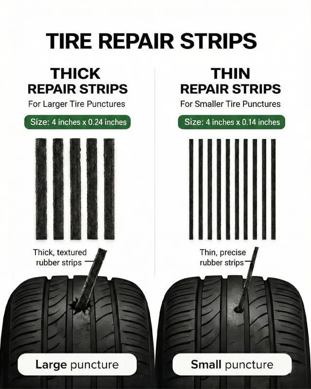 Alt view image 4 of 12 - 20PCS Tire Repair Kit Flat Tire Plug Kit includes Ergonomic T-Handle Tools with Rubber Covered Grip, 2 Sizes Tire Repair strips, Knife, Tire Pressure Gauge & Lubricant Car, SUV, Motorcycle, ATV