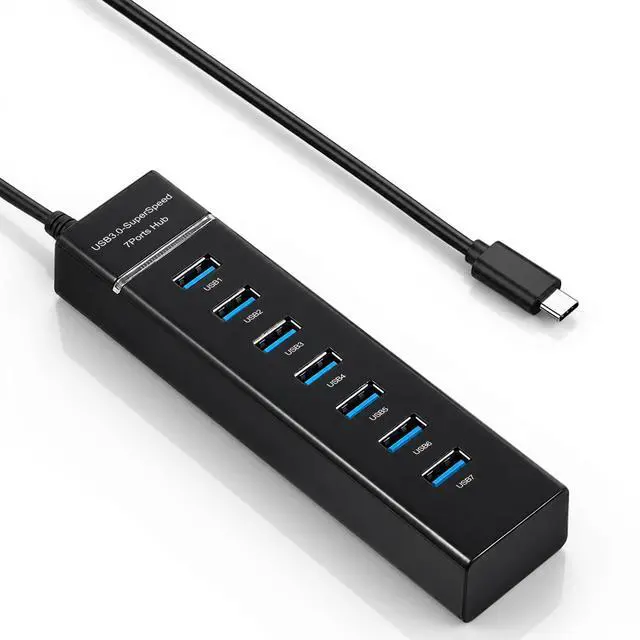 Main image of 4Ft Long Cable USB Expander Hub 7-Port USB 3.0 Hub for Desktop 5GbpsUSB SplitterUSB Multiport Adapter for PC Desktop Laptop Mobile HDD Flash Drive