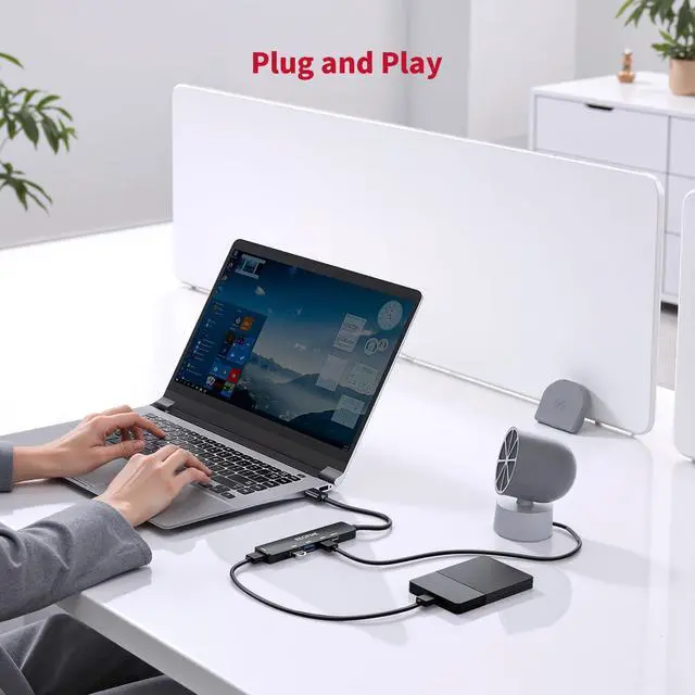 Alt view image 2 of 7 - 5-Port Powred USB 3.0 Hub,USB Hub Splitter,Portable USB Adapter Mini Multiport Expander for Desktop, Laptop, Gamepad,U Disk, Printer, Mouse, Keyboards