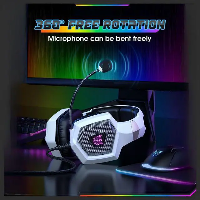 Alt view image 3 of 7 - Gaming Headset with Microphone, Gaming Headphones Compatible for PS4 PS5 Xbox PC with RGB Lights, PlayStation Headset with Noise Reduction 7.1 Surround Sound Over-Ear and Wired 3.5mm Jack