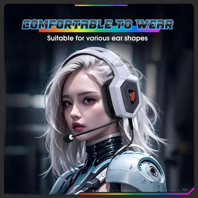 Alt view image 4 of 7 - Gaming Headset with Microphone, Gaming Headphones Compatible for PS4 PS5 Xbox PC with RGB Lights, PlayStation Headset with Noise Reduction 7.1 Surround Sound Over-Ear and Wired 3.5mm Jack