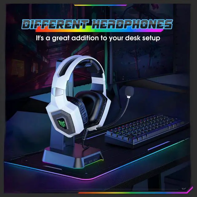 Alt view image 6 of 7 - Gaming Headset with Microphone, Gaming Headphones Compatible for PS4 PS5 Xbox PC with RGB Lights, PlayStation Headset with Noise Reduction 7.1 Surround Sound Over-Ear and Wired 3.5mm Jack