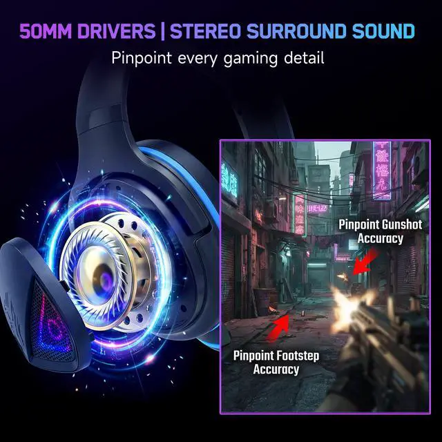 Alt view image 2 of 7 - H20 Stereo Gaming Headset with Adapter Kit-Includes 3.5mm,USB-C,USB-A,PC Splitter,for PC, PS5, PS4,Xbox, Switch,X|S,Over-Ear Noise Cancelling Wired Headphones with Microphone for phone,Laptop