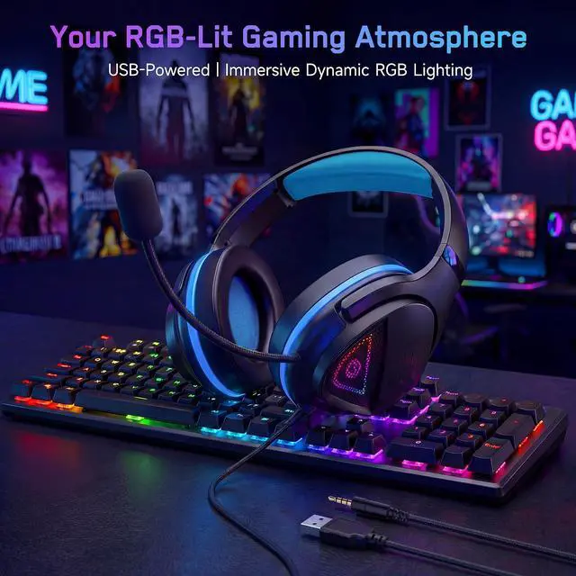 Alt view image 7 of 7 - H20 Stereo Gaming Headset with Adapter Kit-Includes 3.5mm,USB-C,USB-A,PC Splitter,for PC, PS5, PS4,Xbox, Switch,X|S,Over-Ear Noise Cancelling Wired Headphones with Microphone for phone,Laptop