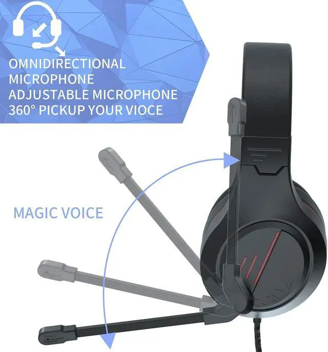 Alt view image 6 of 7 - MH601 Headphones with Microphone Wired Headset with Active Noise Canceling Microphone, 3.5mm Audio Jack Stereo Headphone - Red (Game/Work/School)