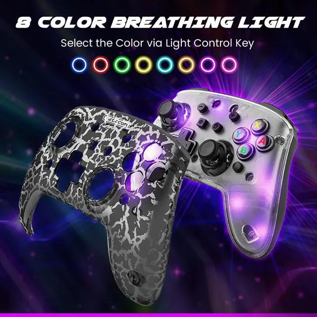 Alt view image 3 of 7 - Pro Controller - Wireless Gamepad for Switch, PC (Windows & Steam), Steam Deck Bluetooth Gaming Controller with 2 Remap Keys, Rechargeable Battery, RGB Breathing Light, Adjustable Vibration