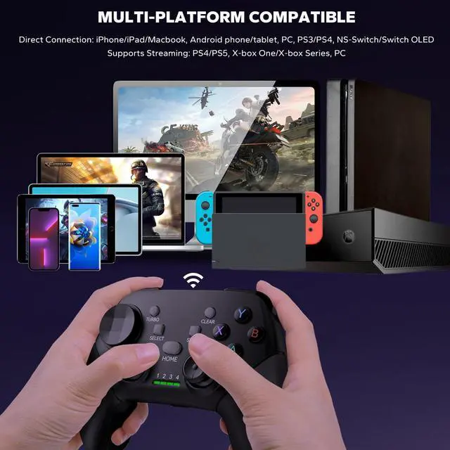 Alt view image 2 of 7 - Wireless Mobile Gaming Controller Gamepad for iPhone/Android/iPad/PC/Switch/PS4/iPad Joystick with Phone Holder, Supported Cloud Game, Streaming on PS5/X-box, Turbo, Direct Play, iPhone 17