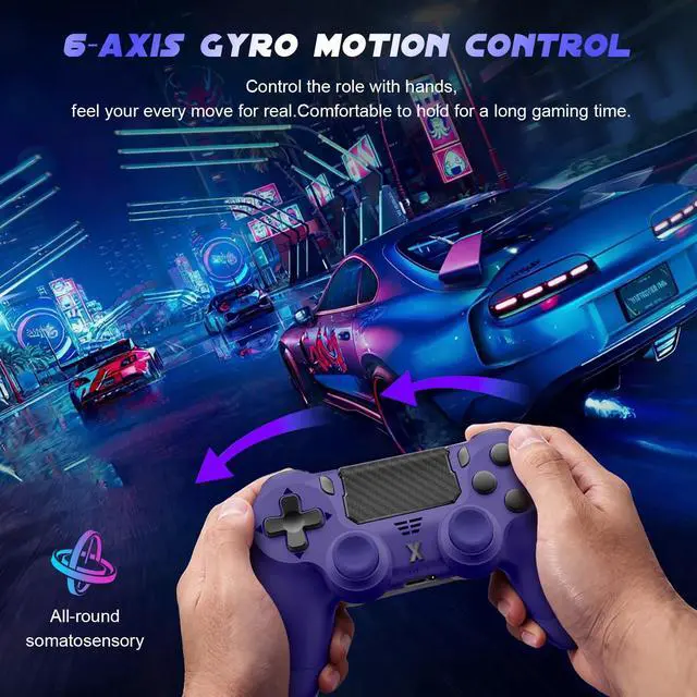 Alt view image 4 of 7 - Wireless Controller for PS-4, Gamepad with Dual Vibration/Hall Effect Joysticks/Six-axis Gyroscope Sensor/Touchpad, Built-in Speaker & Headphone Jack, Compatible with PS4/Slim/Pro Console/PC