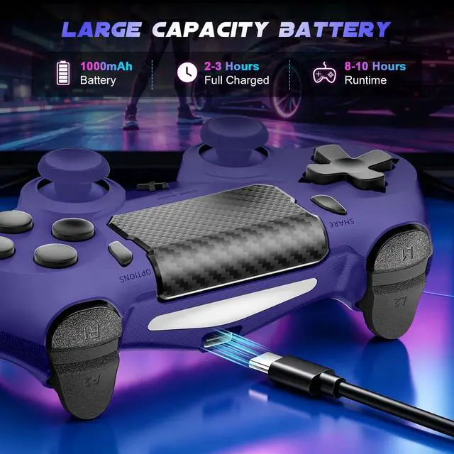 Alt view image 6 of 7 - Wireless Controller for PS-4, Gamepad with Dual Vibration/Hall Effect Joysticks/Six-axis Gyroscope Sensor/Touchpad, Built-in Speaker & Headphone Jack, Compatible with PS4/Slim/Pro Console/PC