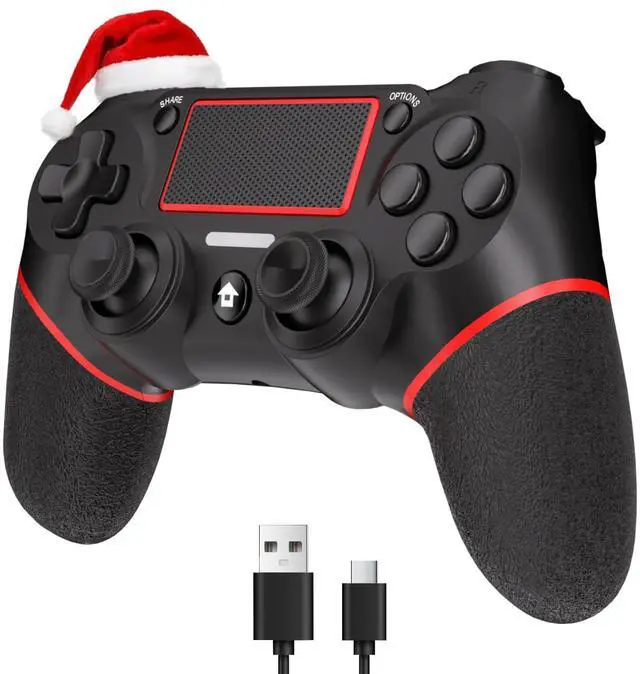 Main image of Wireless Controller for Ps4 Romote Compatible with Ps4/Slim/Pro/Windows PC, Controller for Ps4 with 3.5mm Audio Jack, Touch Pad,Six Axis Motion Control, Charging Cable(BLACK RED)
