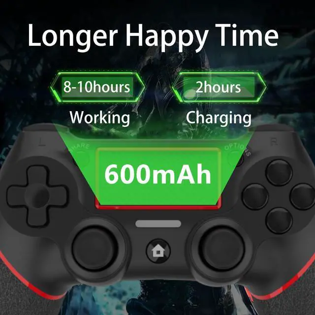 Alt view image 2 of 7 - Wireless Controller for Ps4 Romote Compatible with Ps4/Slim/Pro/Windows PC, Controller for Ps4 with 3.5mm Audio Jack, Touch Pad,Six Axis Motion Control, Charging Cable(BLACK RED)