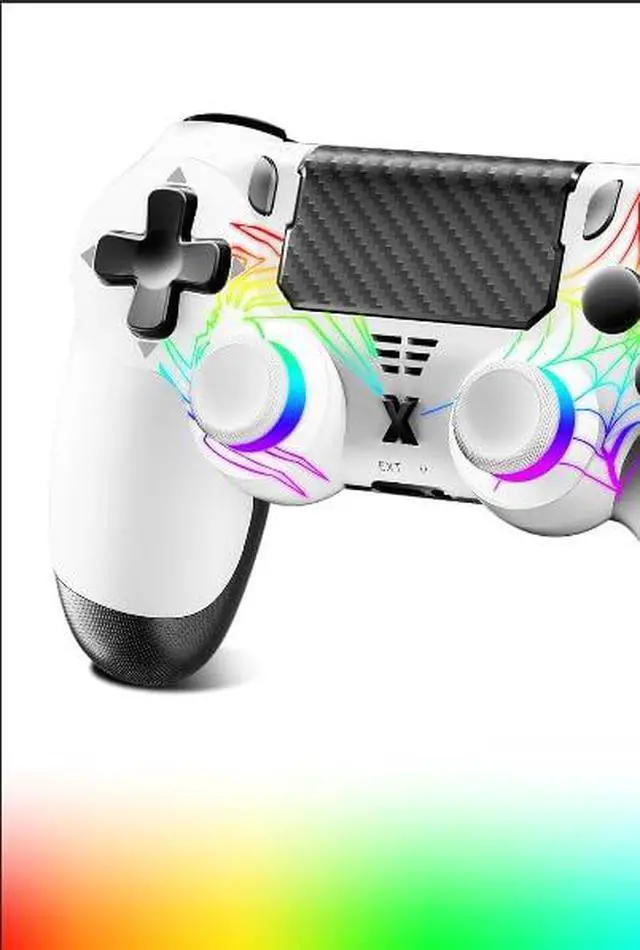 Main image of Light-up Wireless Controller for PS-4,New RGB Controllers with Hall Effect Joystick/1000mAh Battery/Type-C/Vibration/6-Axis Gyro/Headphone Jack/Touch Pad,for PS-4/Slim/Pro Console (White)