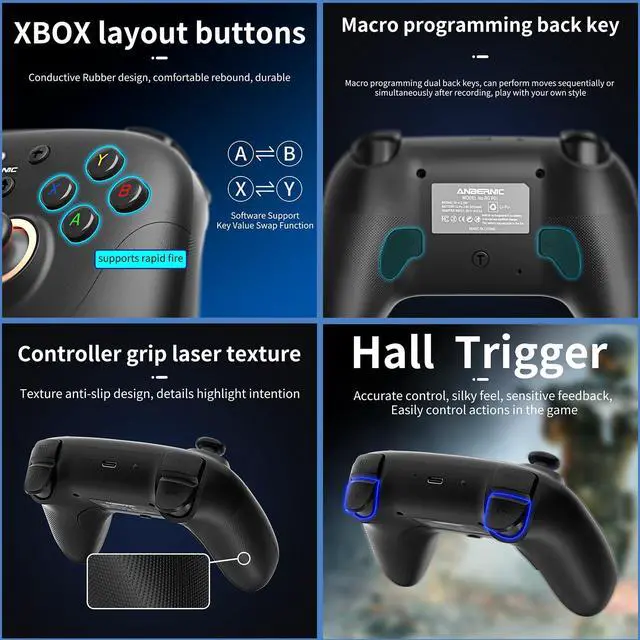 Alt view image 5 of 6 - RG P01 Wireless Gaming Controller RG P01 Controllers Gamepad for PC Plug and Play Gaming Gamepad with Hall Effect/Triggers Joystick rg p01 Game Controller Switch/PC/Steam/Android/IOS(Black)