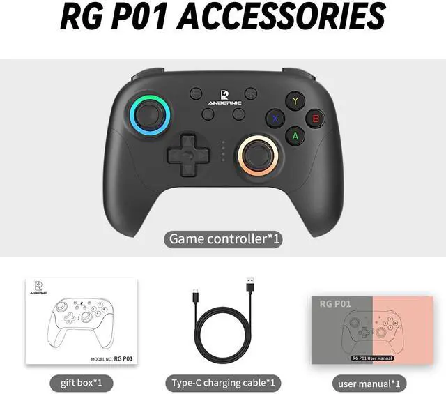 Alt view image 6 of 6 - RG P01 Wireless Gaming Controller RG P01 Controllers Gamepad for PC Plug and Play Gaming Gamepad with Hall Effect/Triggers Joystick rg p01 Game Controller Switch/PC/Steam/Android/IOS(Black)