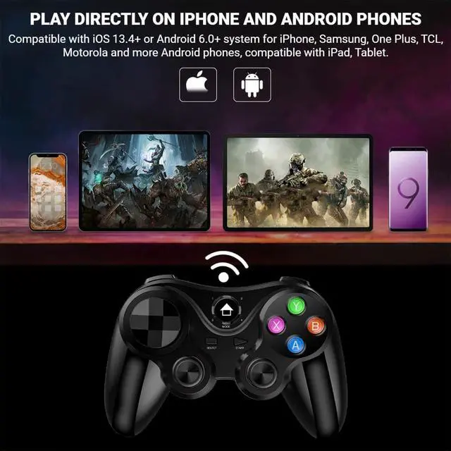 Alt view image 2 of 7 - Wireless Game Controller for iOS & Android, Bluetooth Gamepad Joystick with Phone Holder for iPhone 15/14/13/12, Samsung Galaxy S22/S21/S20, One Plus, TCL, Call of Duty, Apex Legends,Direct Play