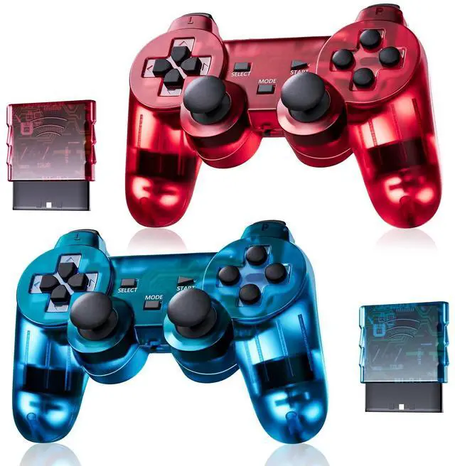 Main image of Wireless Controller for PS-2 Play 2 Double Vibration 2 - ClearBlue and ClearRed