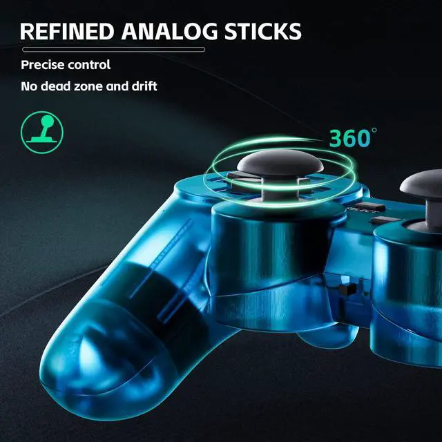 Alt view image 2 of 7 - Wireless Controller for PS-2 Play 2 Double Vibration 2 - ClearBlue and ClearRed