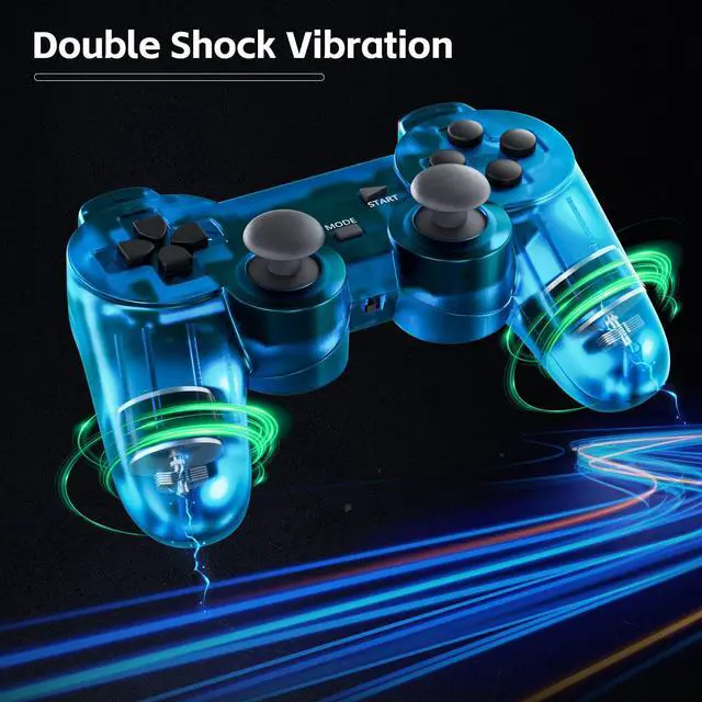 Alt view image 4 of 7 - Wireless Controller for PS-2 Play 2 Double Vibration 2 - ClearBlue and ClearRed