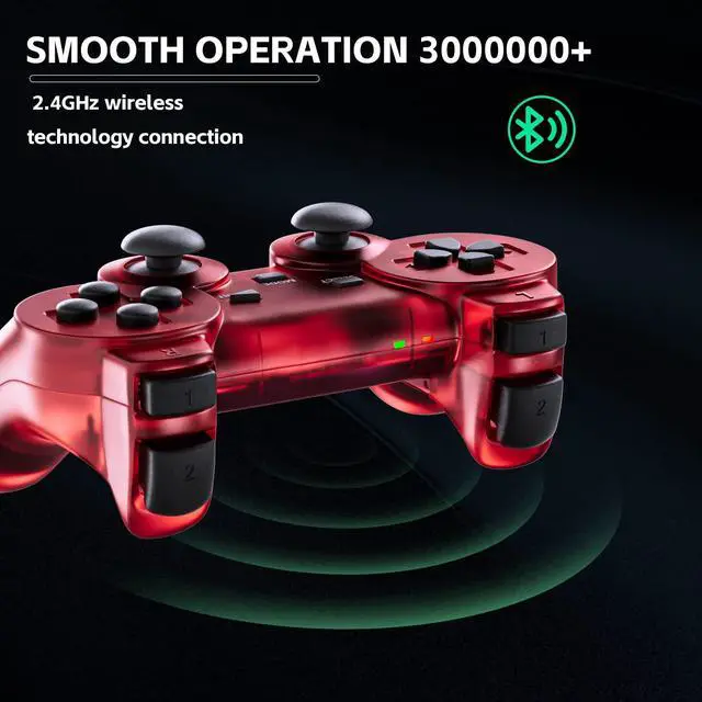 Alt view image 5 of 7 - Wireless Controller for PS-2 Play 2 Double Vibration 2 - ClearBlue and ClearRed