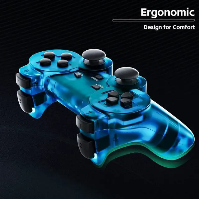 Alt view image 6 of 7 - Wireless Controller for PS-2 Play 2 Double Vibration 2 - ClearBlue and ClearRed