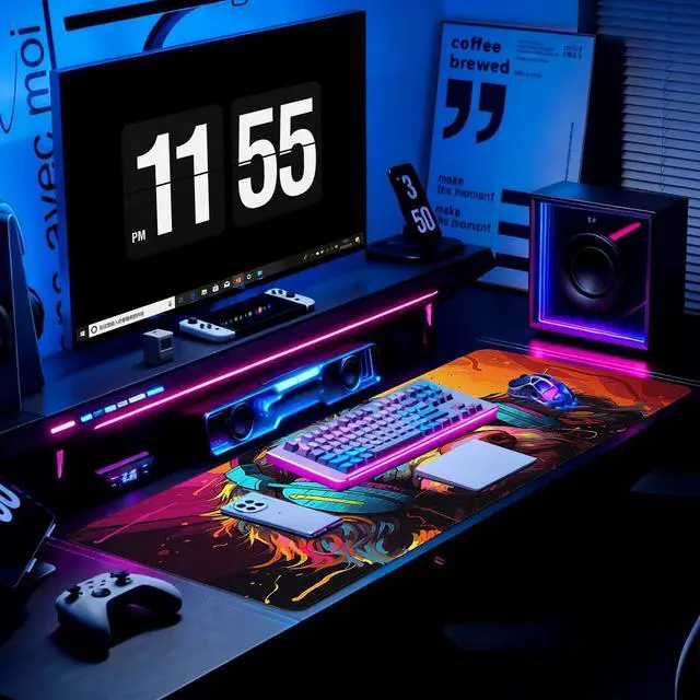 Alt view image 5 of 6 - Gaming Desk Mat with Silky Smooth Surface & Exquisite Patterns,31.5x11.8 Inches Large-Sized Mouse Pad, Perfect for Extended Gaming,Work,and Home Office Decor (Cool Dog Head 1)