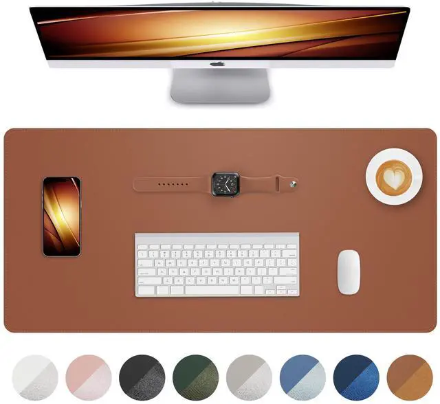 Main image of Leather Desk Pad Protector, Mouse Pad, Office Desk Mat, Non-Slip PU Leather Desk Blotter, Laptop Desk Pad, Waterproof Desk Writing Pad for Office and Home (Brown, 31.5" x 15.7")