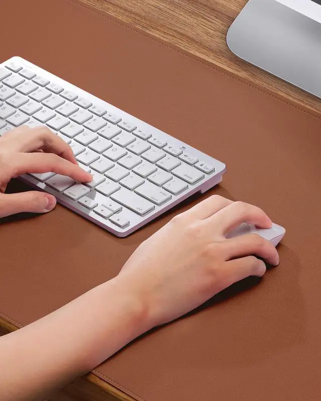 Alt view image 4 of 7 - Leather Desk Pad Protector, Mouse Pad, Office Desk Mat, Non-Slip PU Leather Desk Blotter, Laptop Desk Pad, Waterproof Desk Writing Pad for Office and Home (Brown, 31.5" x 15.7")