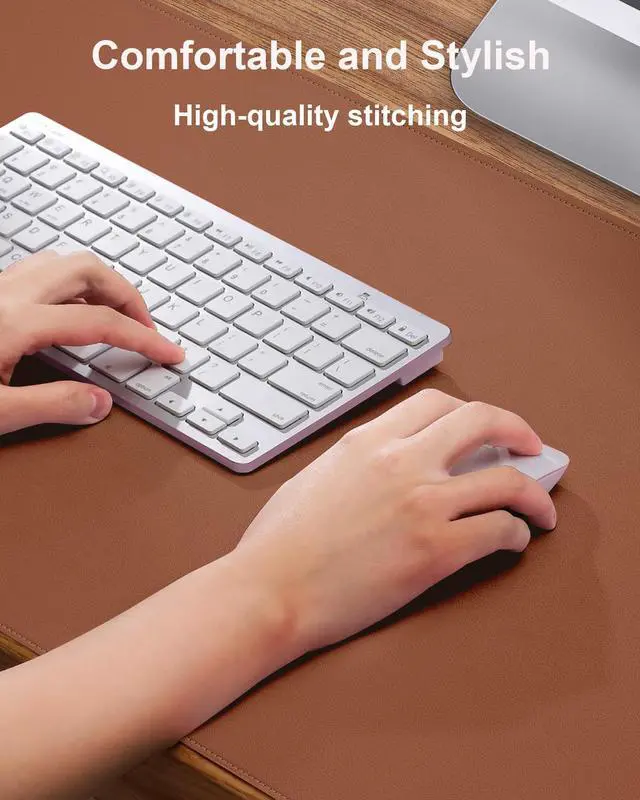 Alt view image 2 of 7 - Leather Desk Pad Protector, Mouse Pad, Office Desk Mat, Non-Slip PU Leather Desk Blotter, Laptop Desk Pad, Waterproof Desk Writing Pad for Office and Home (Brown, 31.5" x 15.7")