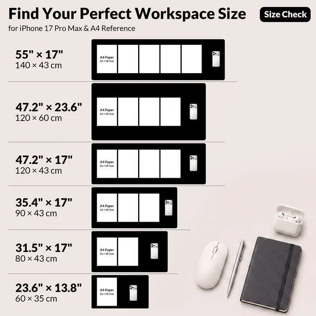Alt view image 7 of 7 - Desk Mat 35.4" x 17", Cork & PU Leather Desk Pad, Black