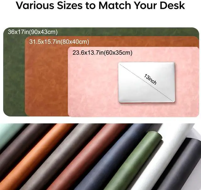 Alt view image 5 of 7 - Distressed Leather Desk Mat - Non-Slip PU Leather Desk Pad Protector - Large Waterproof Mouse Pad Computer Keyboard Desk Mat Desk Accessories for Office & Home (Brown, 31.5"x 15.7")