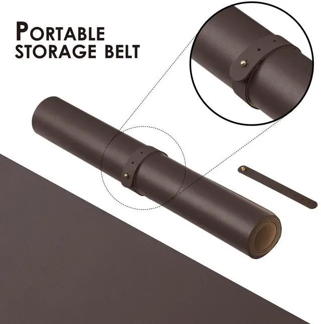 Alt view image 3 of 7 - Leather Desk Mat - Non-Slip PU Desk Pad for Office and Home - Desk Organization and Accessories - Ideal for Large Mouse Pad and Desk Mats on Top of Desks (Coffee,31.5"x 15.7")